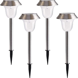 4pack Stainless Steel LED Solar Lawn Light Pathway Garden Lamp