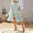 Women High Waist Boho Floral Print Wrap Midi Long Skirt
