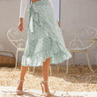 Women High Waist Boho Floral Print Wrap Midi Long Skirt