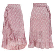 Women High Waist Boho Floral Print Wrap Midi Long Skirt