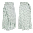 Women High Waist Boho Floral Print Wrap Midi Long Skirt