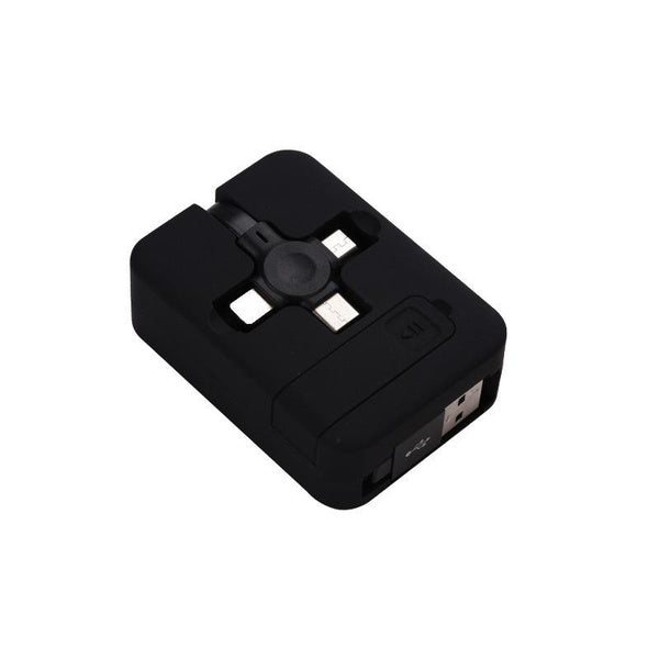3 in 1 Retractable Storage USB Charge Cable Phone Lead with Phone Holder For iPhone Android Micro USB Type C