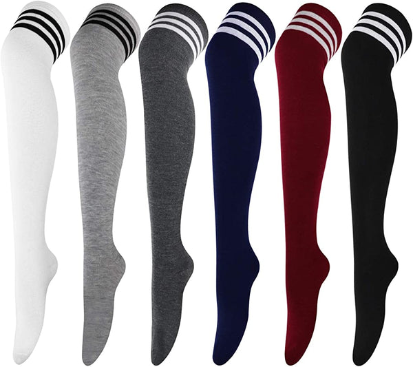 6 Pairs Over Knee Thigh Socks Thigh High Stockings