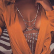 Body Chain Silver Sparkly Rhinestone Bra Chain