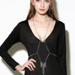 Body Chain Silver Sparkly Rhinestone Bra Chain