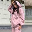 Women Solid Color Hoodies Set Tracksuit Set