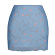 Women Summer Mesh Double Layer Mini Skirt
