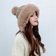 Women Knitted Fleece Pom Pom Beanie Hat