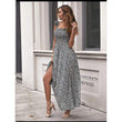 Women Sleeveless Flower Print Maxi Dress