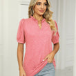 Women Casual V-neck Solid Color Short Sleeves Tshirt
