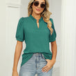 Women Casual V-neck Solid Color Short Sleeves Tshirt