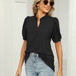 Women Casual V-neck Solid Color Short Sleeves Tshirt