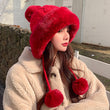 Women Knitted Fleece Pom Pom Beanie Hat