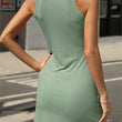 Women's Casual Crew Sleeveless Slim Ruched Bodycon Mini Dresses