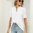 Women Casual V-neck Solid Color Short Sleeves Tshirt