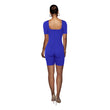 Women Square Neck Ribbed Knit Bodycon Short Jumpsuit