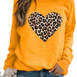 Women Leopard Heart Print Long Sleeves Tshirt