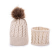 2pack Kids Pompom Beanie Hat Knitted Warm Scarf Set