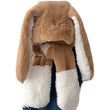 3in1  Rabbit Ears Hat Women Cute Warm Winter Thick Warm Long Hoodies Neck Scarf with Mittens