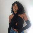 Summer Fashion Front Hollow Halter Sleeveless Crop Top