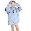 Women Kids Printing Hoodie Warm Fleece Blanket