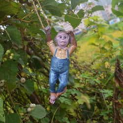 Mini Hanging Rope Garden Ornament Outdoor  Resin Monkey Chimp Sculpture