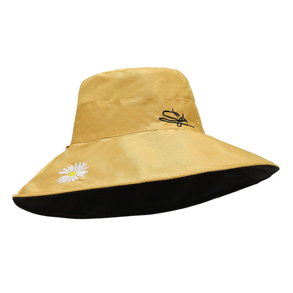 Women Embroidery Flower Wide Brim Hat