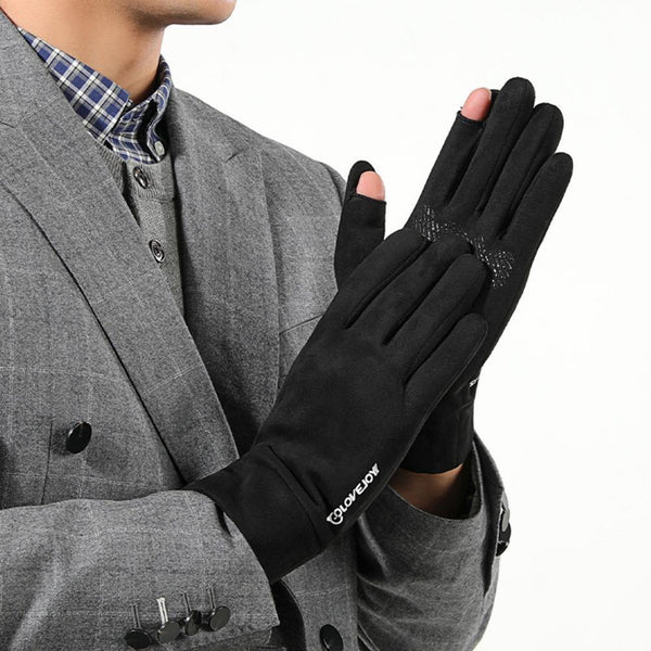 Men And Women Outdoor CyclingSuede Warm Flip-finger Gloves